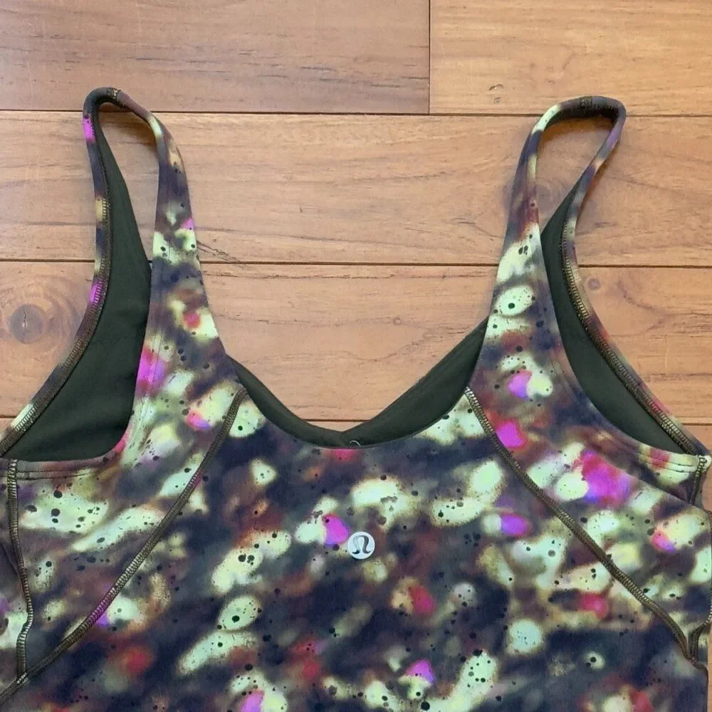 Women Lululemon Align Tank Top A/B Cup Soft Focus Splatter Green Multi Size 8